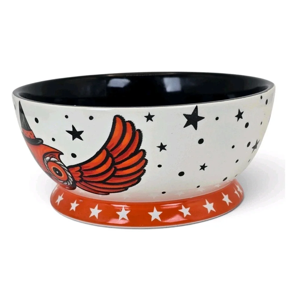Johanna Parker Halloween Owl Candy Bowl Witch Hat Flying Owl Dish